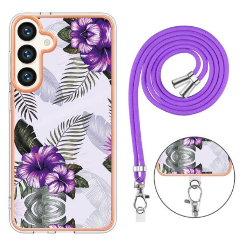 Κάλυμμα Samsung Galaxy S24 Plus 5g Θήκες Κινητών Κορδόνι Purple Flowers