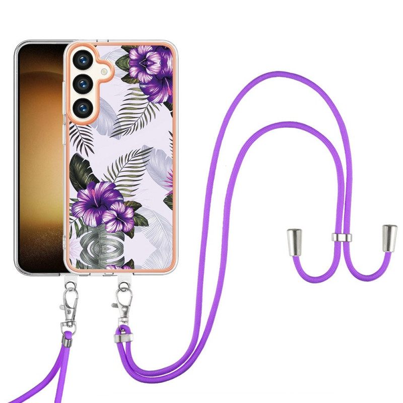 Κάλυμμα Samsung Galaxy S24 Plus 5g Θήκες Κινητών Κορδόνι Purple Flowers