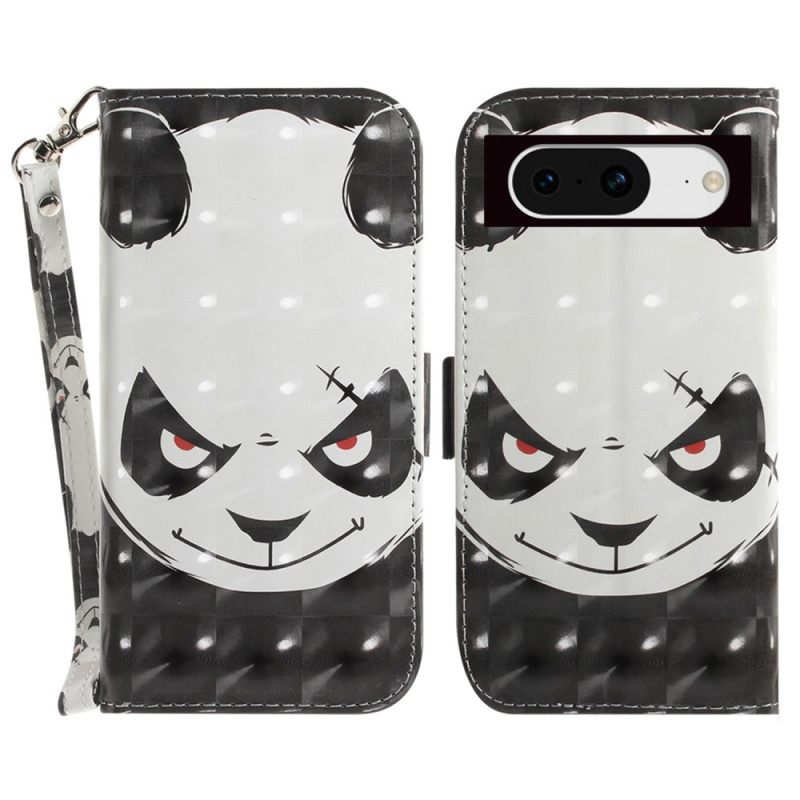 Δερματινη Θηκη Google Pixel 8 Angry Panda Με Λουράκι