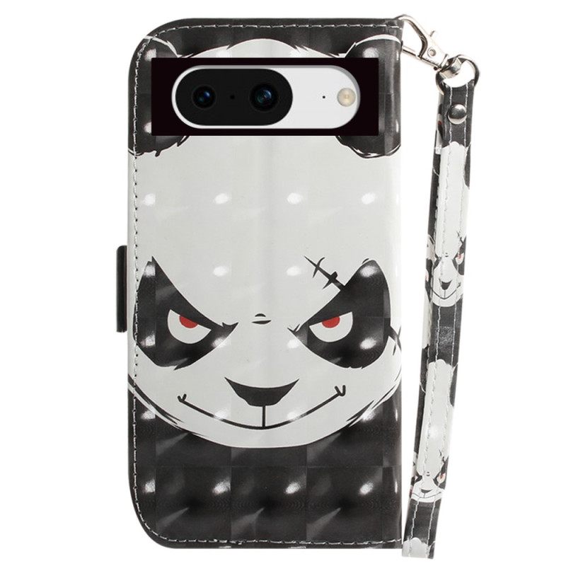 Δερματινη Θηκη Google Pixel 8 Angry Panda Με Λουράκι