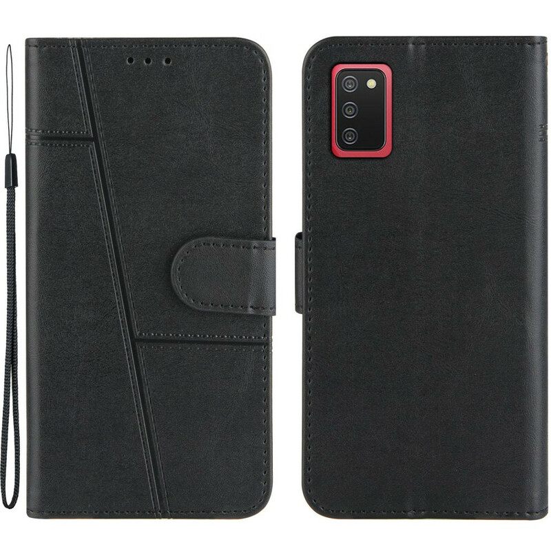 δερματινη θηκη Samsung Galaxy A02s με κορδονι Strappy Geo Leather Effect