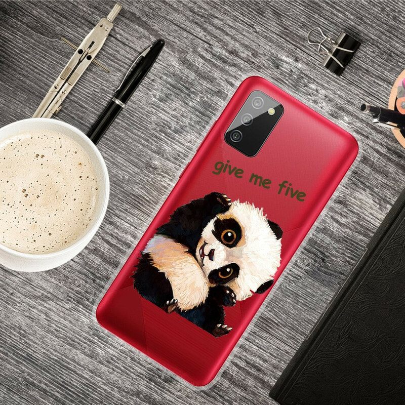 Θήκη Samsung Galaxy A02s Χωρίς Ραφή Panda Give Me Five