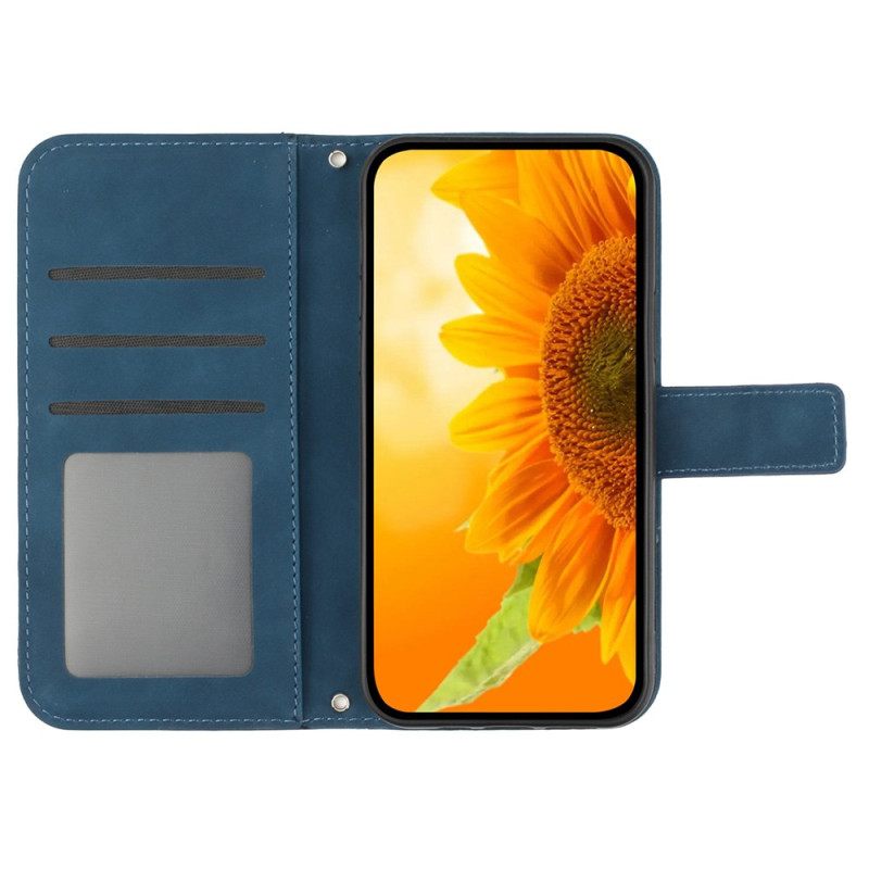 Δερματινη Θηκη Xiaomi Redmi Note 13 Pro 4g Sunflower Print Με Λουράκι