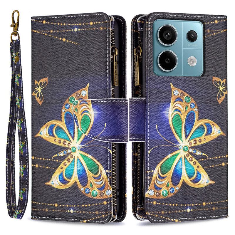 Θηκη Κινητου Xiaomi Redmi Note 13 Pro 4g Πορτοφόλι Strass Butterfly Με Λουράκι