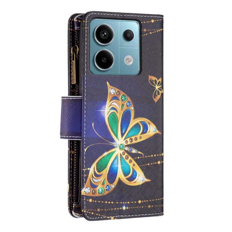 Θηκη Κινητου Xiaomi Redmi Note 13 Pro 4g Πορτοφόλι Strass Butterfly Με Λουράκι