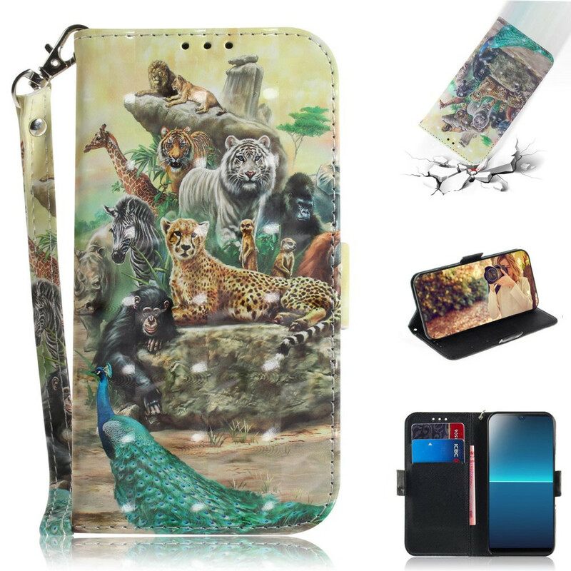 Θήκη Flip Sony Xperia L4 με κορδονι Thong Safari Animals