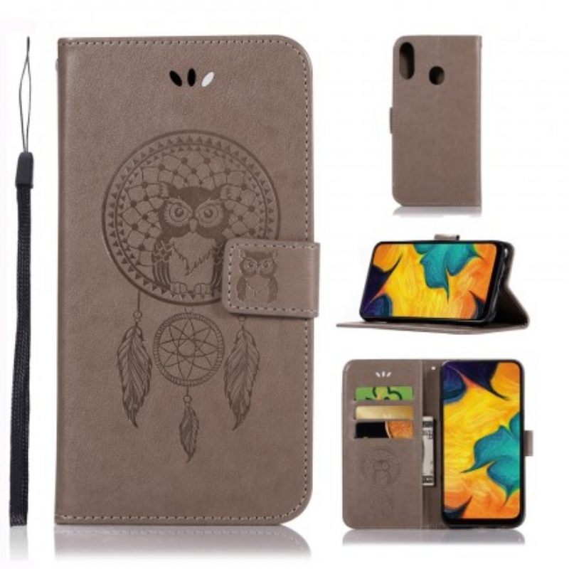 Κάλυμμα Samsung Galaxy A40 Δερμάτινο Εφέ Dream Catcher Owl