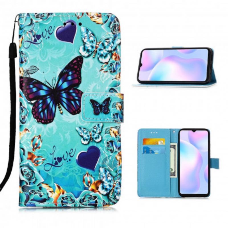 Κάλυμμα Xiaomi Redmi 9A με κορδονι Love Butterflies Strappy