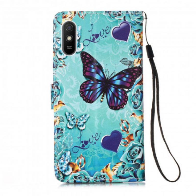 Κάλυμμα Xiaomi Redmi 9A με κορδονι Love Butterflies Strappy