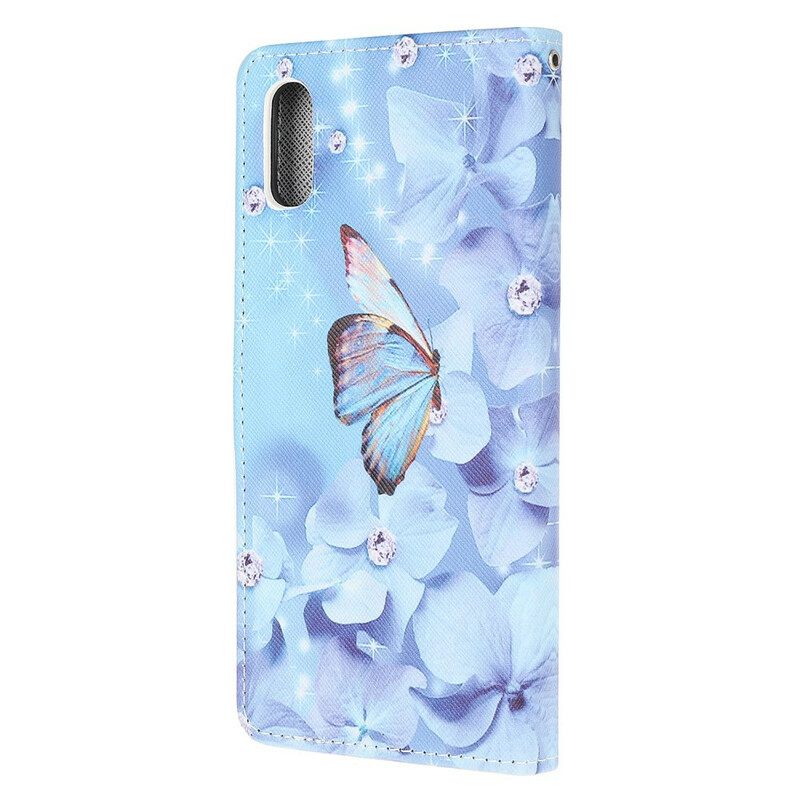 Κάλυμμα Xiaomi Redmi 9A με κορδονι Strappy Diamond Butterflies