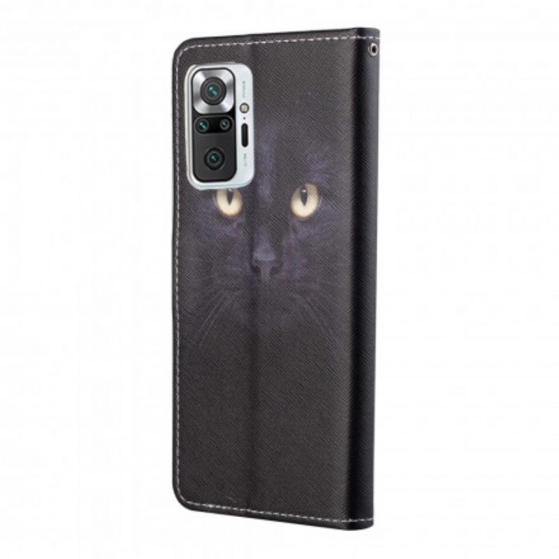 Κάλυμμα Xiaomi Redmi Note 10 Pro με κορδονι Strappy Black Cat Eyes