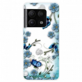 θηκη κινητου OnePlus 10 Pro 5G Ρετρό Πεταλούδες Και Λουλούδια