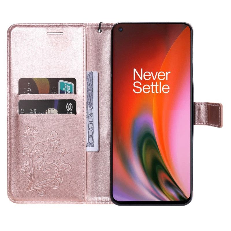 δερματινη θηκη OnePlus Nord 2 5G με κορδονι Πεταλούδες Giant Strap