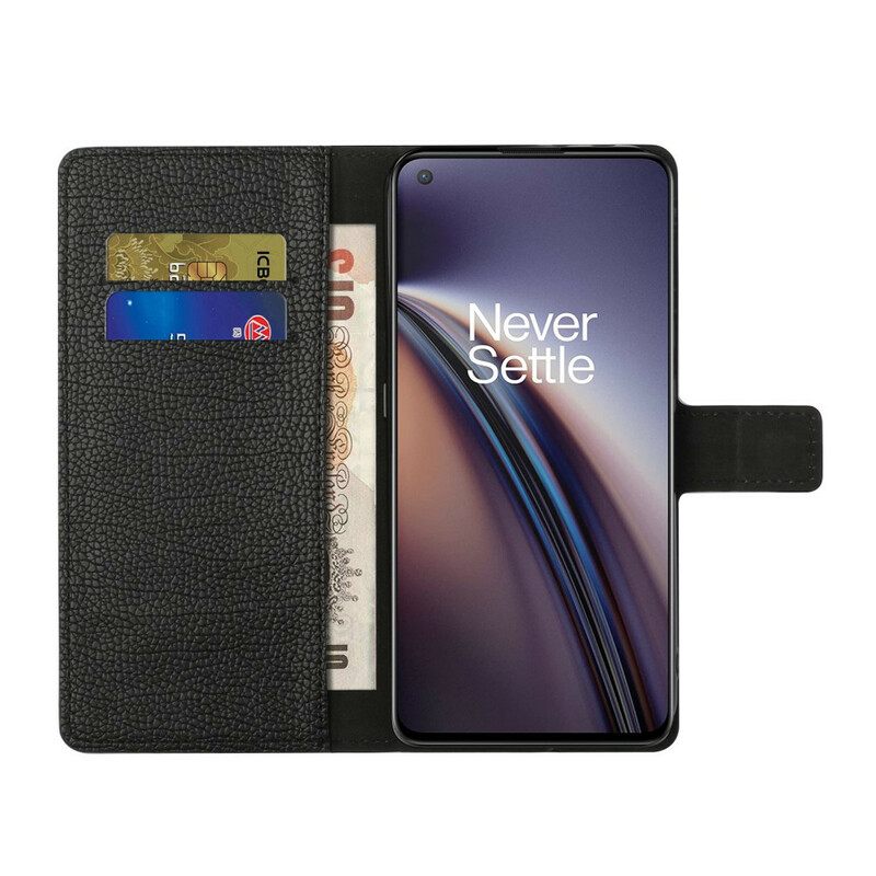 Κάλυμμα OnePlus Nord 2 5G Litchi Grain Leather Effect