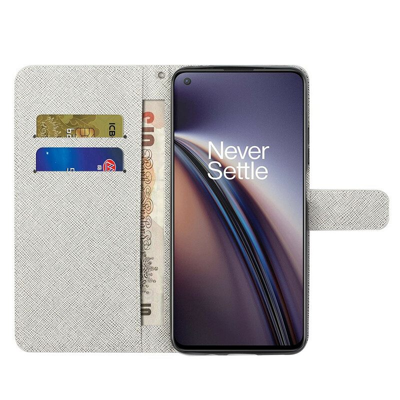 Θήκη Flip OnePlus Nord 2 5G με κορδονι Λουλούδια Lunar Strap