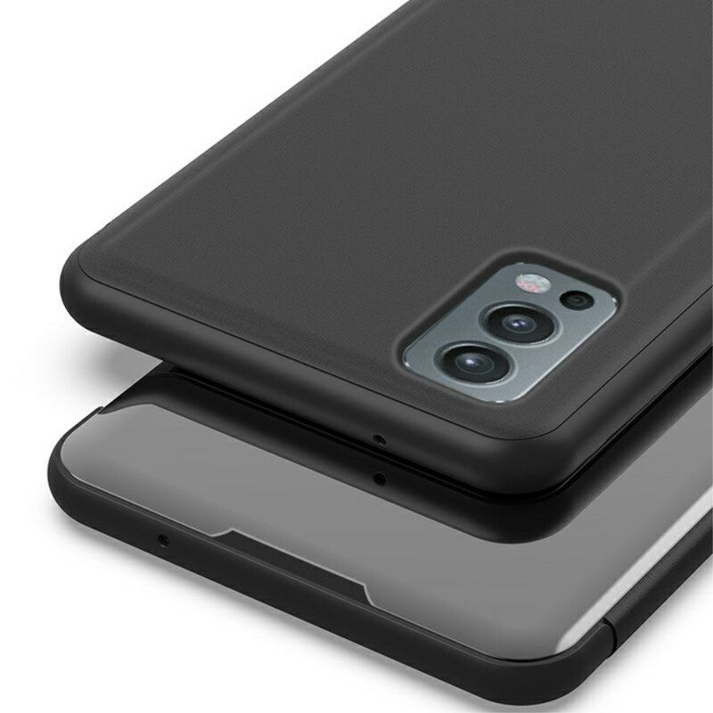 θηκη κινητου OnePlus Nord 2 5G Καθρέφτης Και Ψεύτικο Δέρμα