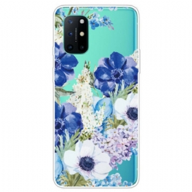 Θήκη OnePlus 8T Άνευ Ραφής Ακουαρέλα Μπλε Λουλούδια