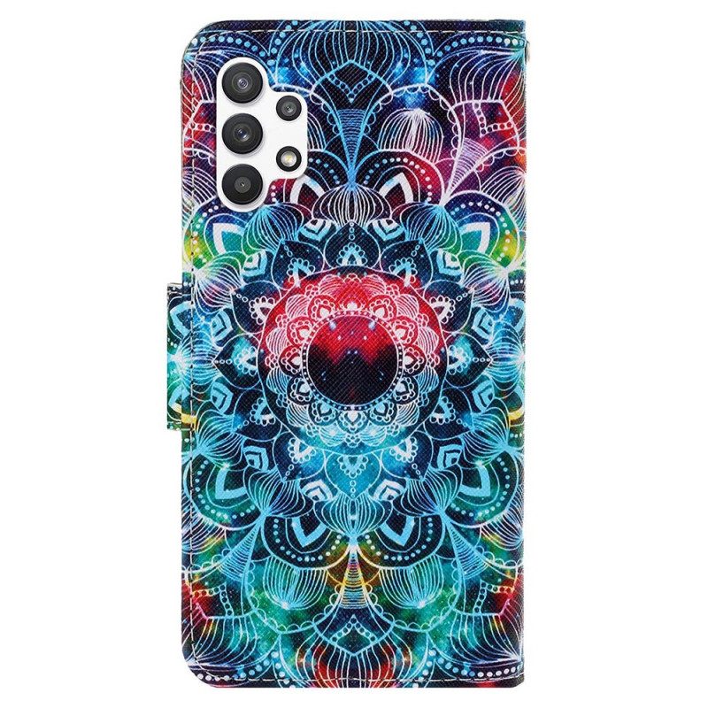 δερματινη θηκη Samsung Galaxy A13 με κορδονι Flashy Strappy Mandala