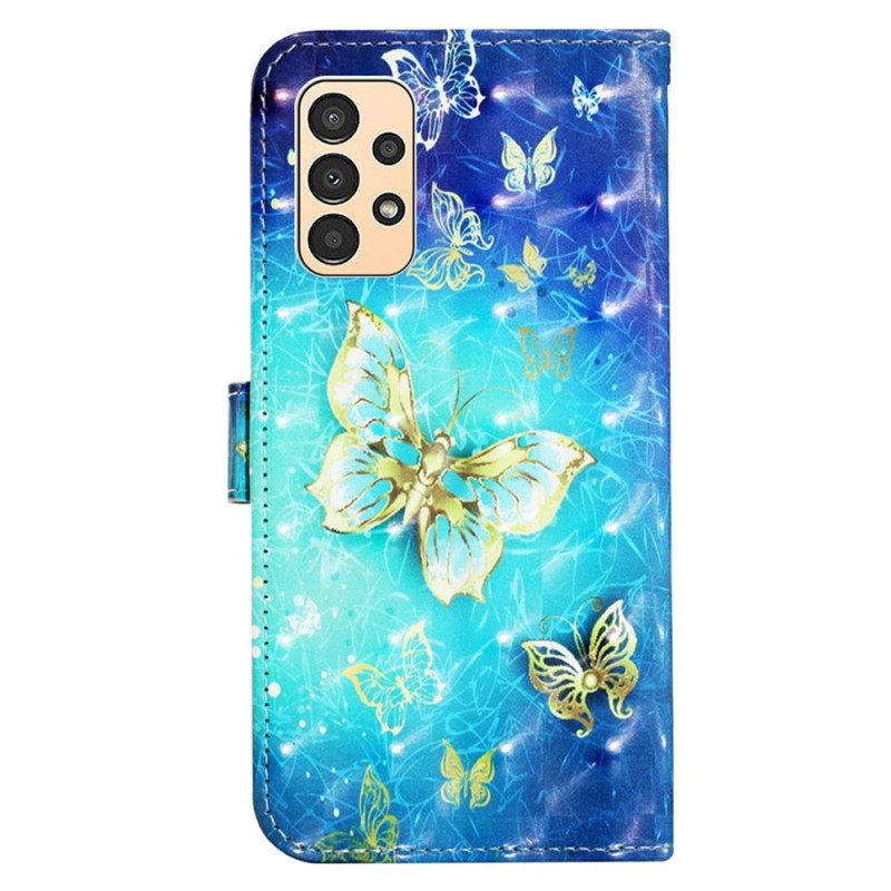 Θήκη Flip Samsung Galaxy A13 με κορδονι Flight Of Butterflies Στο Lanyard