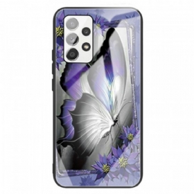 Θήκη Samsung Galaxy A13 Μωβ Butterfly Tempered Glass