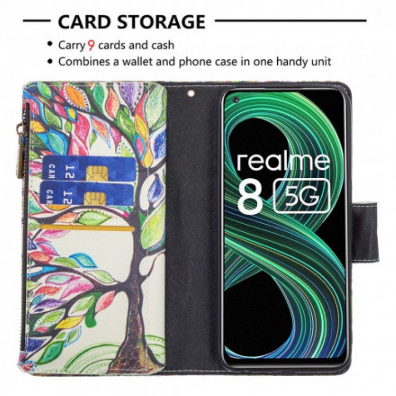 δερματινη θηκη Realme 8 5G Δέντρο Τσέπη Με Φερμουάρ