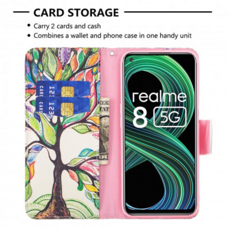 δερματινη θηκη Realme 8 5G Πολύχρωμο Δέντρο