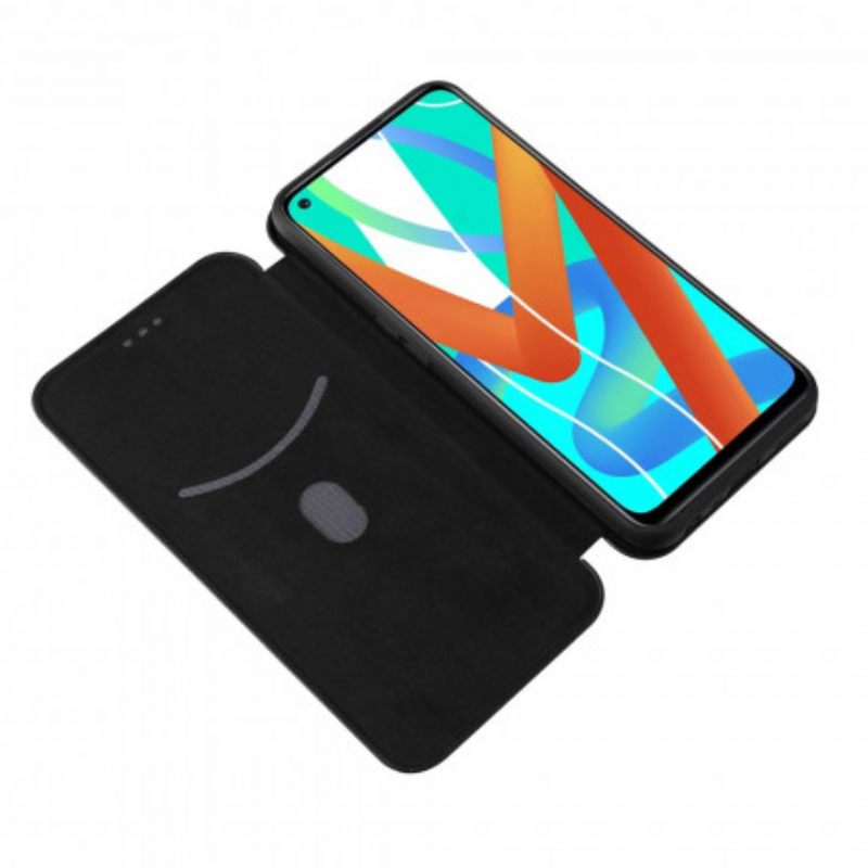 θηκη κινητου Realme 8 5G Θήκη Flip Έγχρωμη Σιλικόνη Άνθρακα