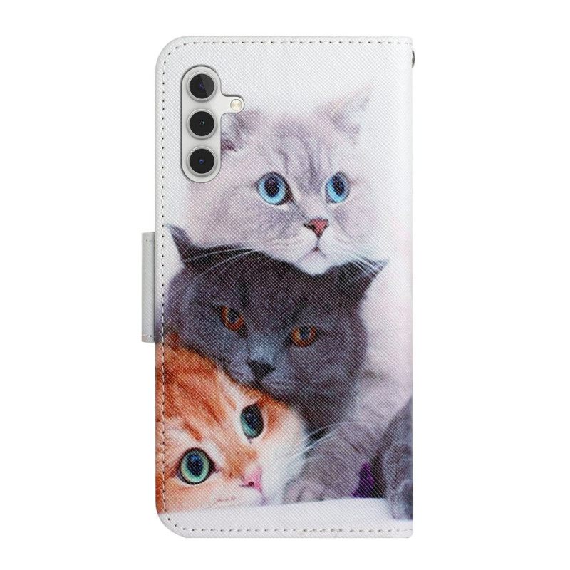 Κάλυμμα Samsung Galaxy A34 5G με κορδονι Οικογένεια Strappy Cat