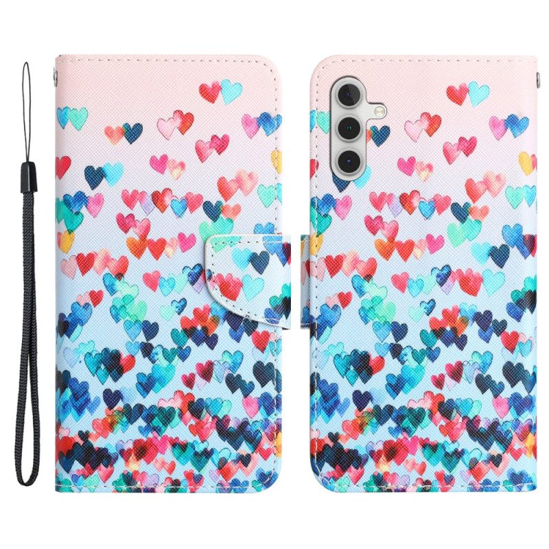 Κάλυμμα Samsung Galaxy A34 5G με κορδονι Strappy Hearts Rain