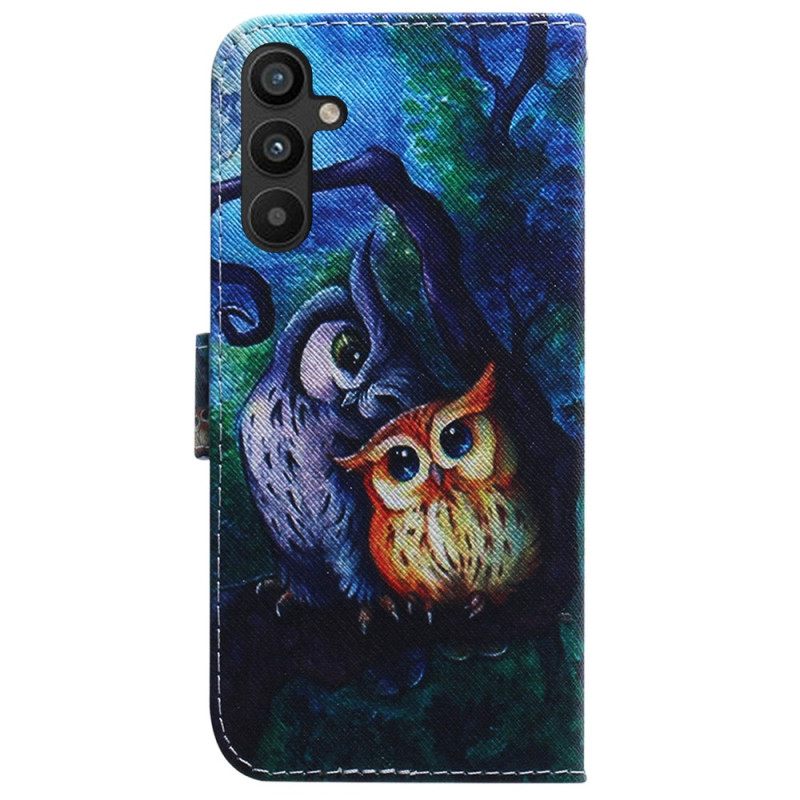 Κάλυμμα Samsung Galaxy A34 5G με κορδονι Ζωγραφική Με Strappy Owls