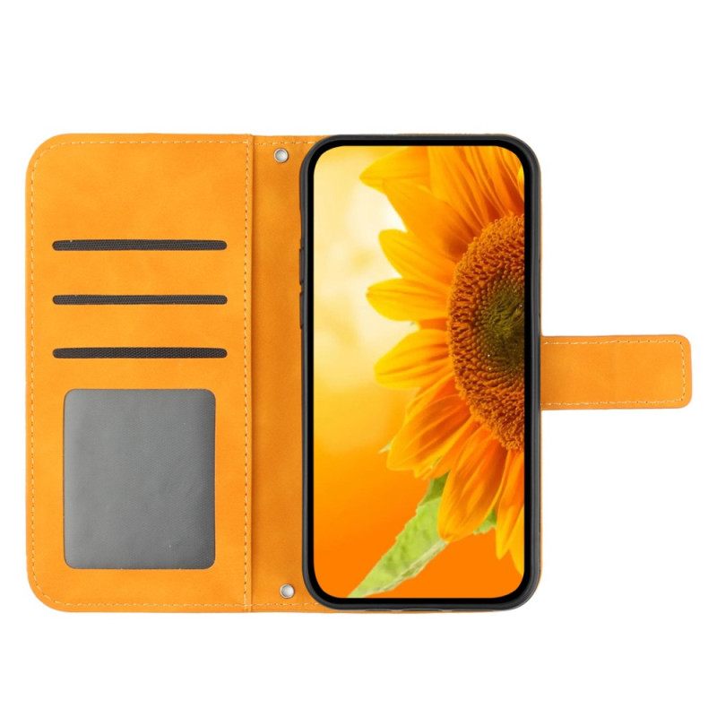 Θήκη Flip Samsung Galaxy A34 5G με κορδονι Strappy Sunflower