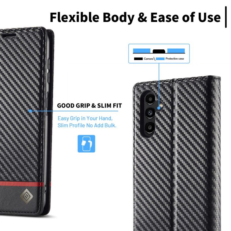 θηκη κινητου Samsung Galaxy A34 5G Θήκη Flip Carbon Fiber Lc.imeeke