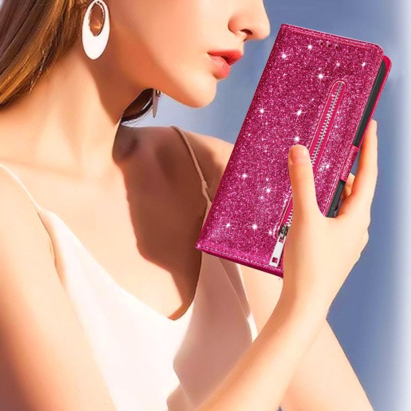 Δερματινη Θηκη Samsung Galaxy Z Fold 5 Πορτοφόλι Glitter Με Λουράκι