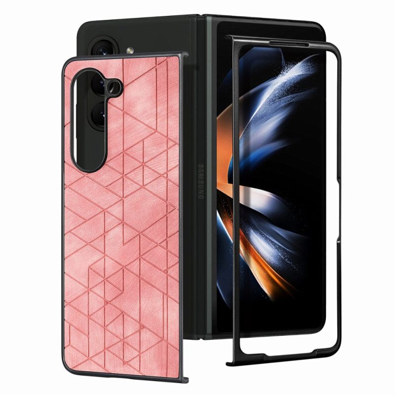 Κάλυμμα Samsung Galaxy Z Fold 5 Θήκες Κινητών Γεωμετρικά Μοτίβα Από Ψεύτικο Δέρμα