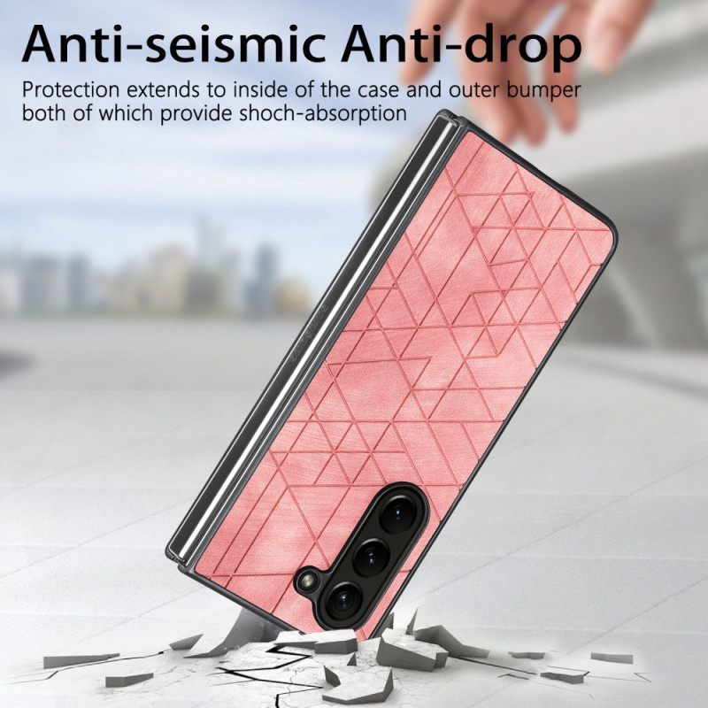 Κάλυμμα Samsung Galaxy Z Fold 5 Θήκες Κινητών Γεωμετρικά Μοτίβα Από Ψεύτικο Δέρμα