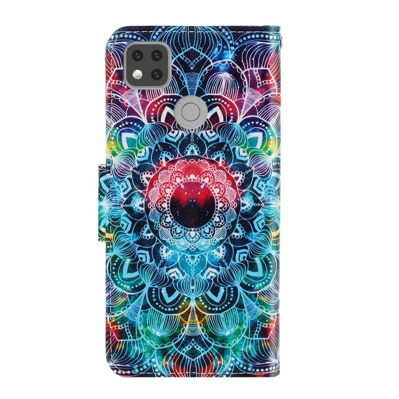 δερματινη θηκη Xiaomi Redmi 9C με κορδονι Flashy Strappy Mandala