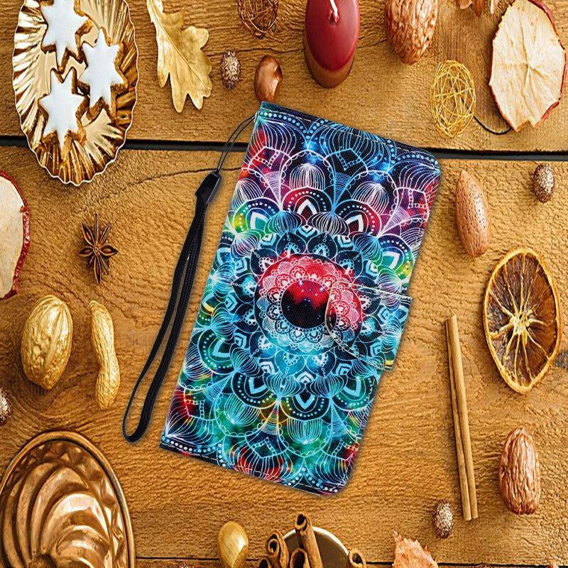 δερματινη θηκη Xiaomi Redmi 9C με κορδονι Flashy Strappy Mandala