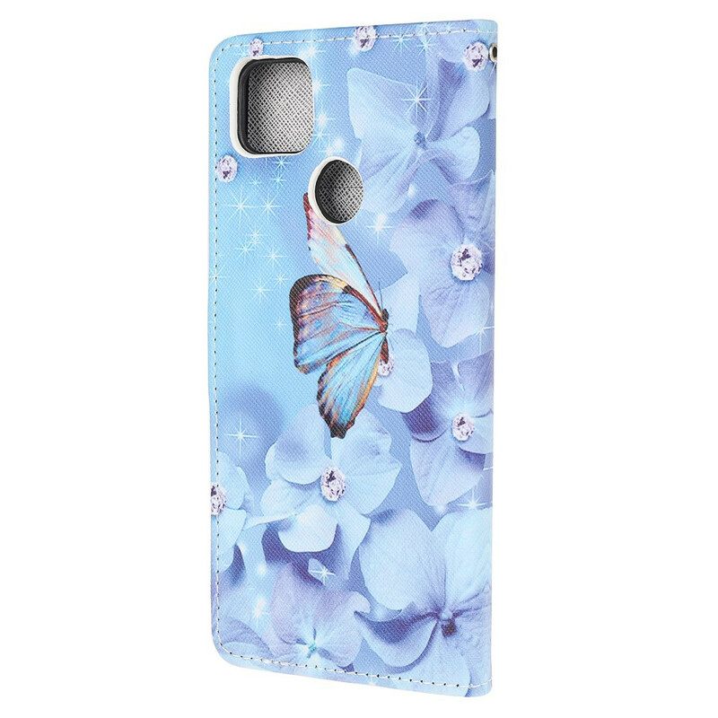 Κάλυμμα Xiaomi Redmi 9C με κορδονι Strappy Diamond Butterflies