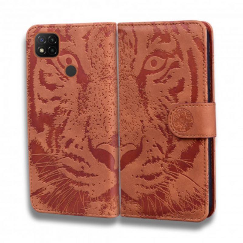 Θήκη Flip Xiaomi Redmi 9C Εκτύπωση Προσώπου Tiger