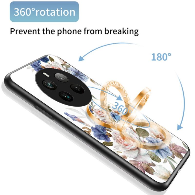 Κάλυμμα Realme 12 Pro / 12 Pro Plus Δαχτυλίδι Με Φλοράλ Από Σκληρυμένο Γυαλί