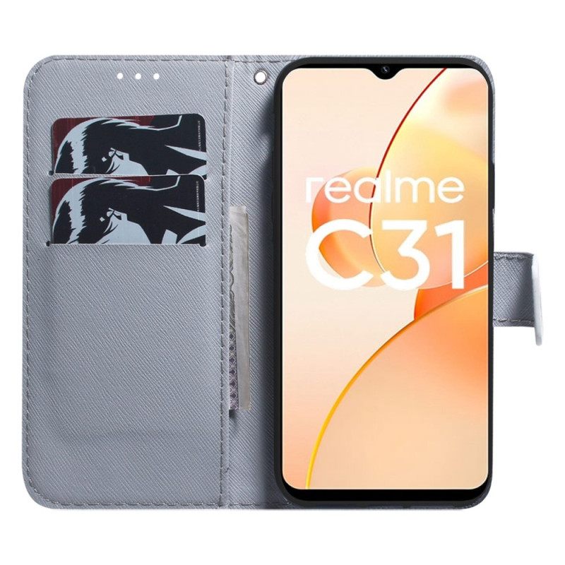 δερματινη θηκη Realme C31 Σχέδιο Κουκουβάγιας