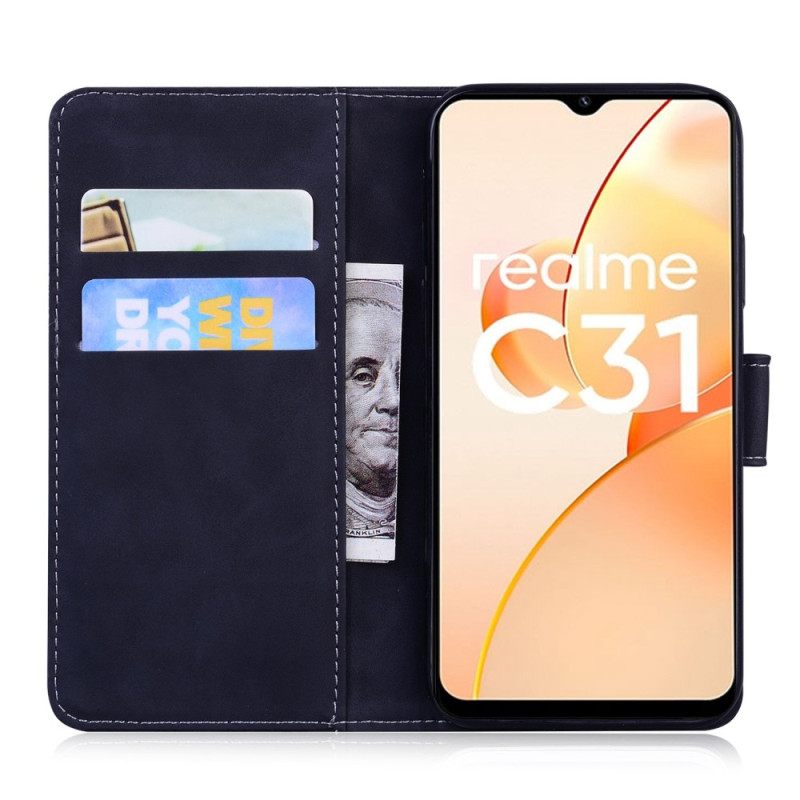 Θήκη Flip Realme C31 Εκτύπωση Προσώπου Tiger