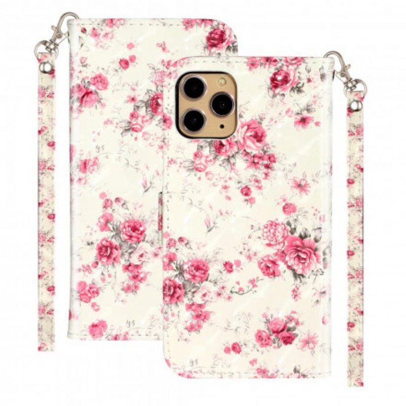 δερματινη θηκη iPhone 11 Pro Max με κορδονι Strap Light Spot Flowers