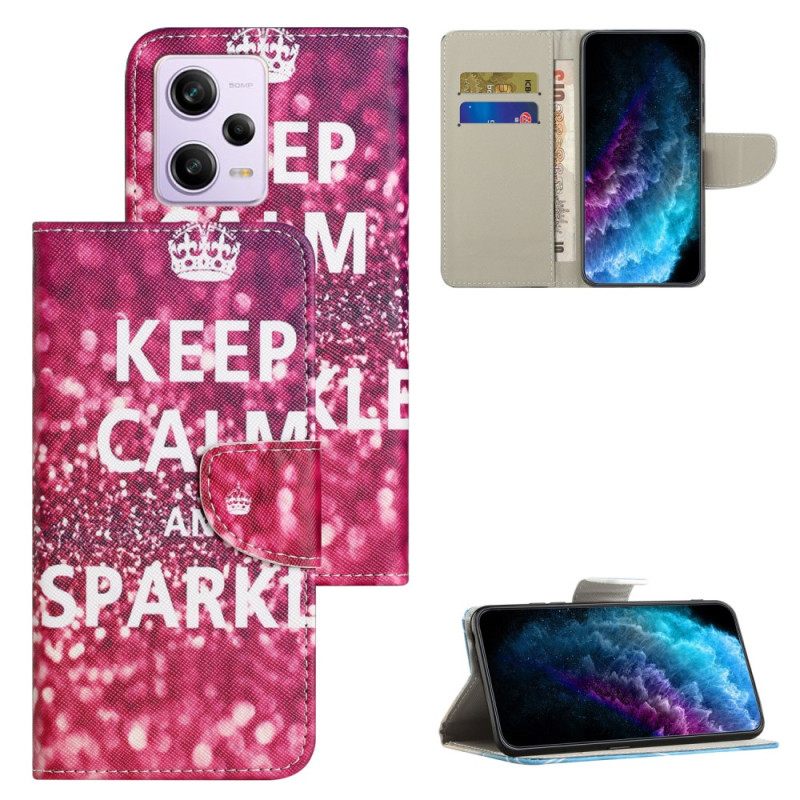 δερματινη θηκη Xiaomi Redmi Note 12 5G με κορδονι Keep Calm Strap