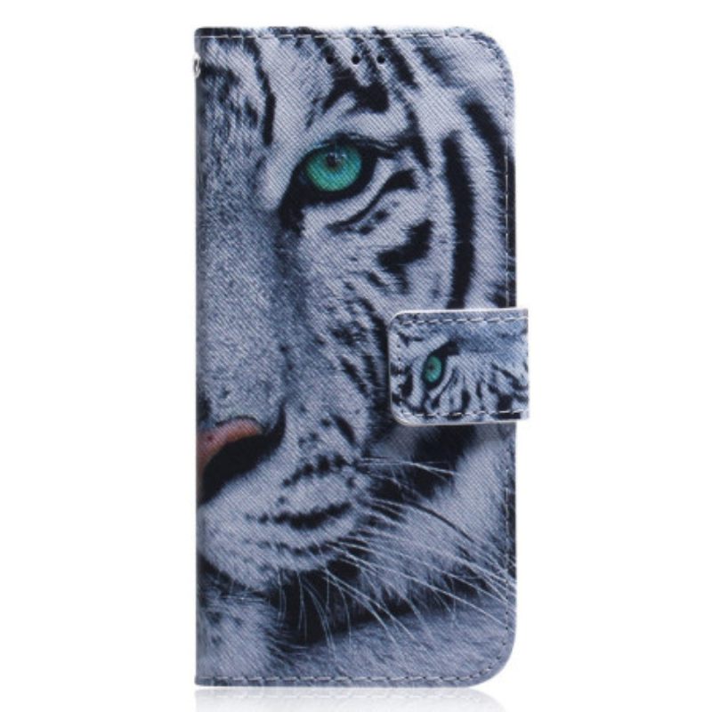 δερματινη θηκη Xiaomi Redmi Note 12 5G με κορδονι Strappy White Tiger