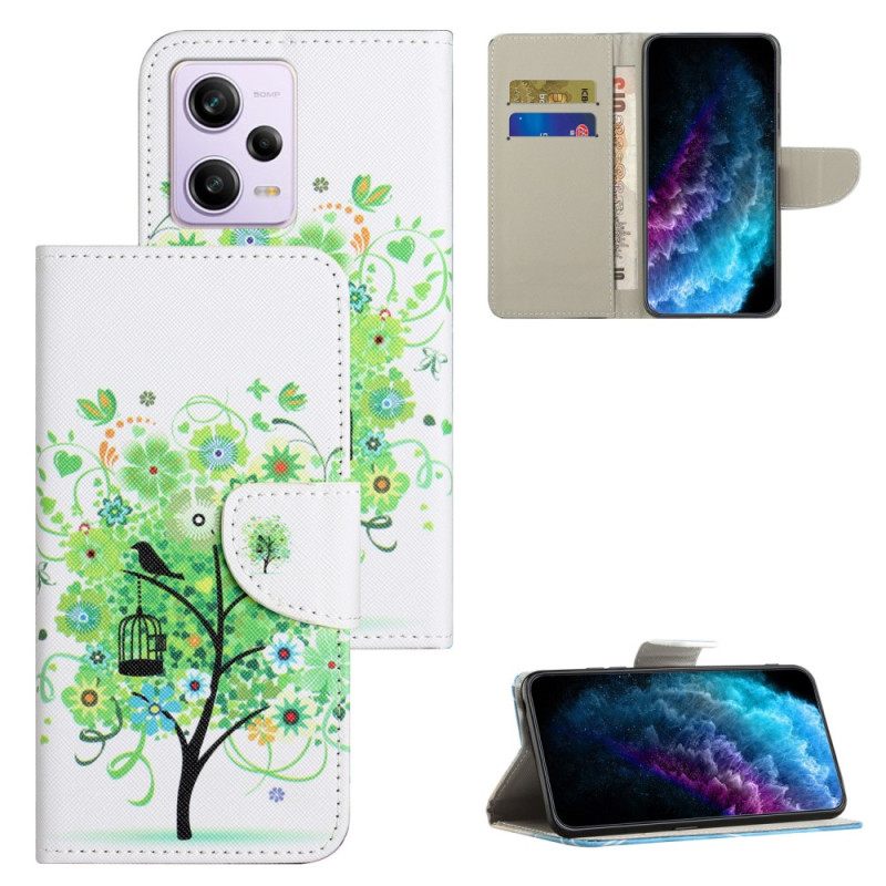 Κάλυμμα Xiaomi Redmi Note 12 5G με κορδονι Πράσινο Φύλλωμα Strap Tree