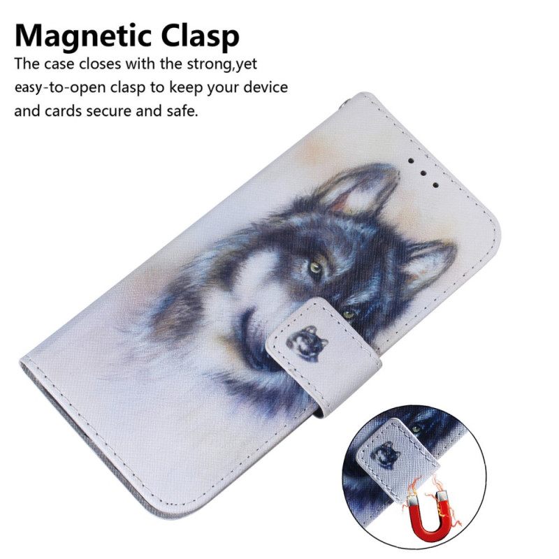 Κάλυμμα Xiaomi Redmi Note 12 5G με κορδονι Strappy Watercolor Wolf