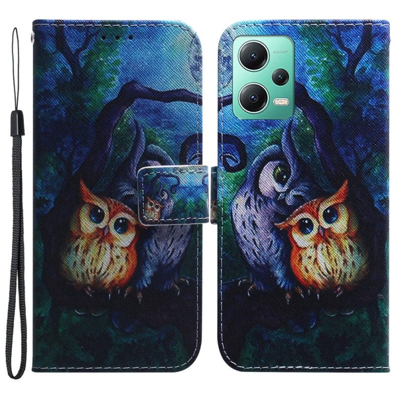 Κάλυμμα Xiaomi Redmi Note 12 5G με κορδονι Ζωγραφική Με Strappy Owls