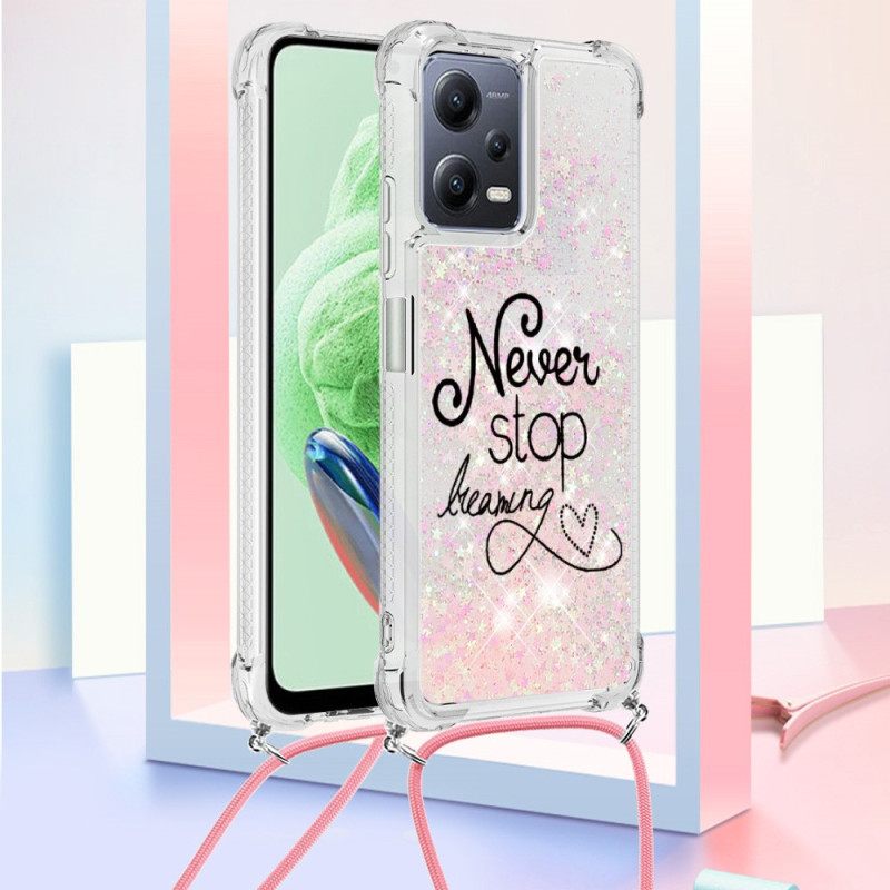 Θήκη Xiaomi Redmi Note 12 5G με κορδονι Never Stop Glitter Κορδόνι