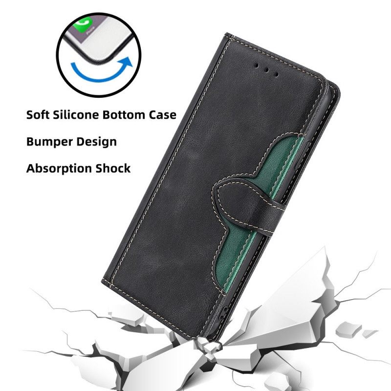 δερματινη θηκη Moto G73 5G Faux Leather Bicolor Stylish